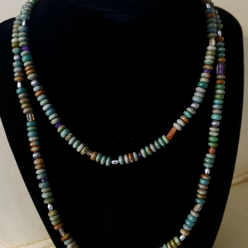 Carolyn Pollack Sincerely Southwest Sterling 36" Multi-Gemstone Bead Necklace